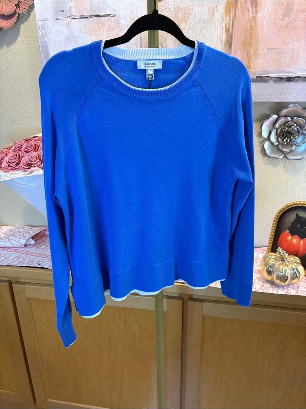 Weekend Crewneck Sweater in Bright Blue by B. Young